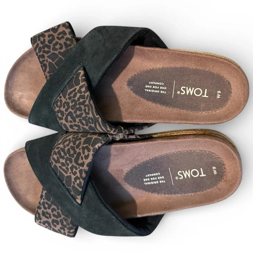 TOM’s Leopard Print Black Women's Sandals Size 9